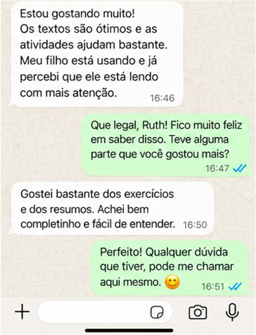 Conversa de WhatsApp: mãe e professora conta que o filho está lendo com mais atenção