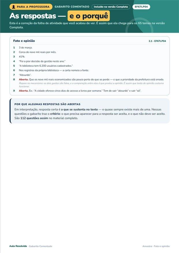 Fato e opinião — as respostas comentadas